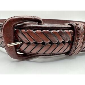Tony Lama Woven Leather Belt Brown Heavy Duty Western Cowboy Size 38